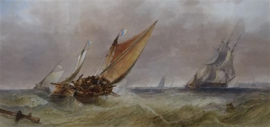 Sidney Paget (1861-1908), Fishing smacks in a choppy sea 62 x 40cm